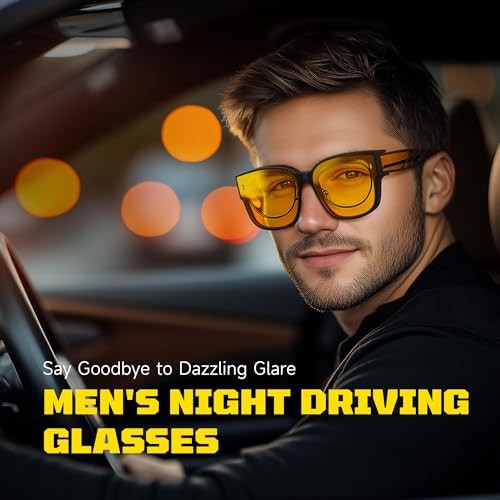 Night Vision Driving Glasses for Men Women – Square Polarized Fit A02-black