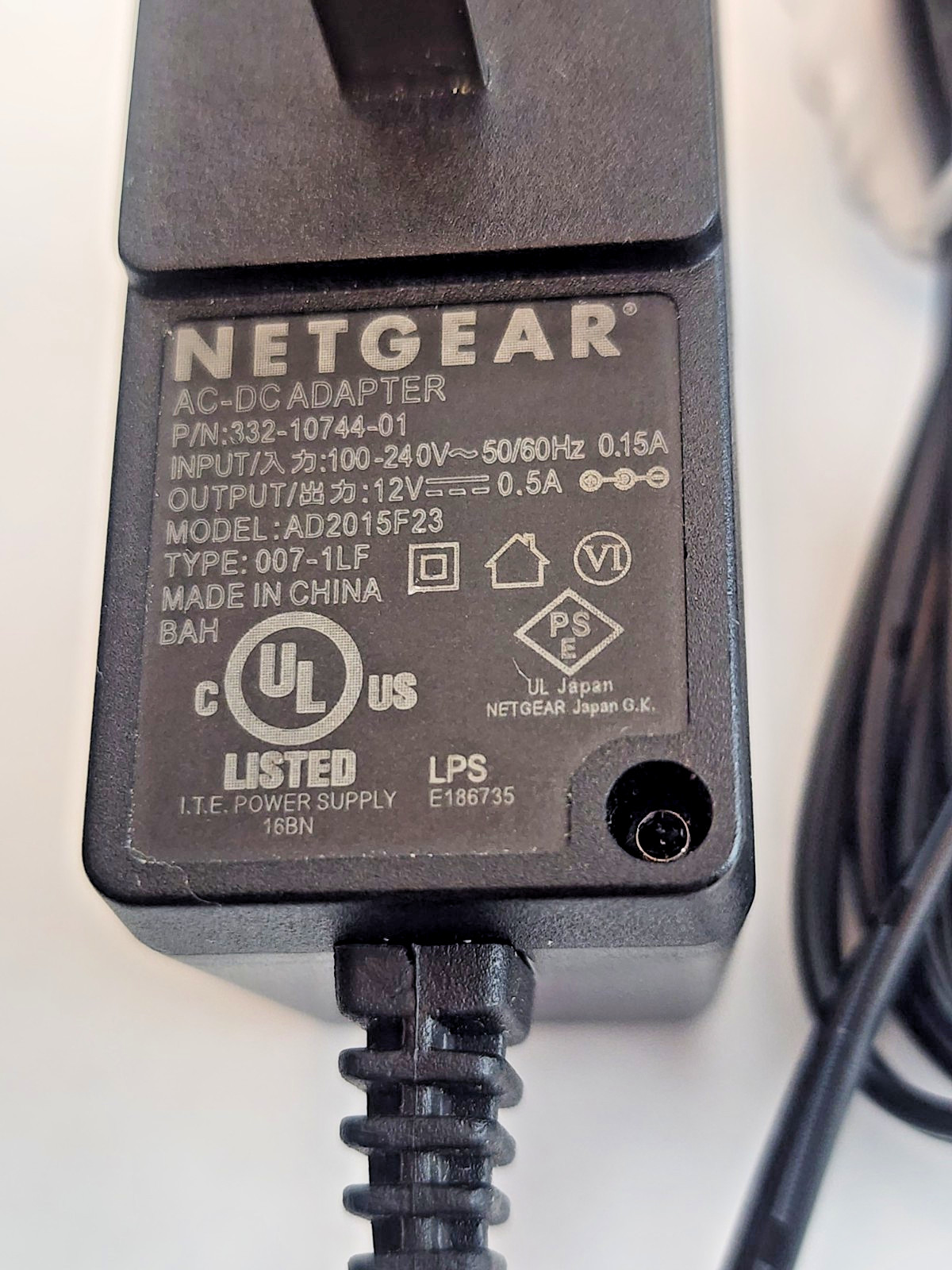 OEM NETGEAR AD2015F23 332-10744-01 AC/DC ADAPTER 12V 0.5A A1.1