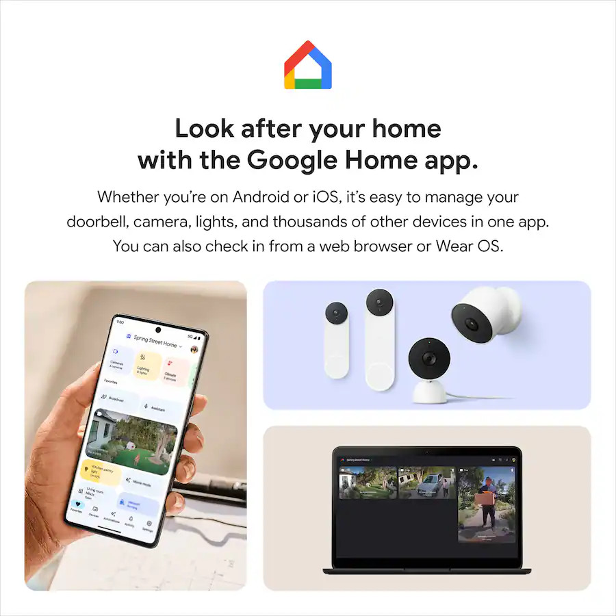 Google Nest Cam with Floodlight Outdoor Wired Smart Security Camera Snow White