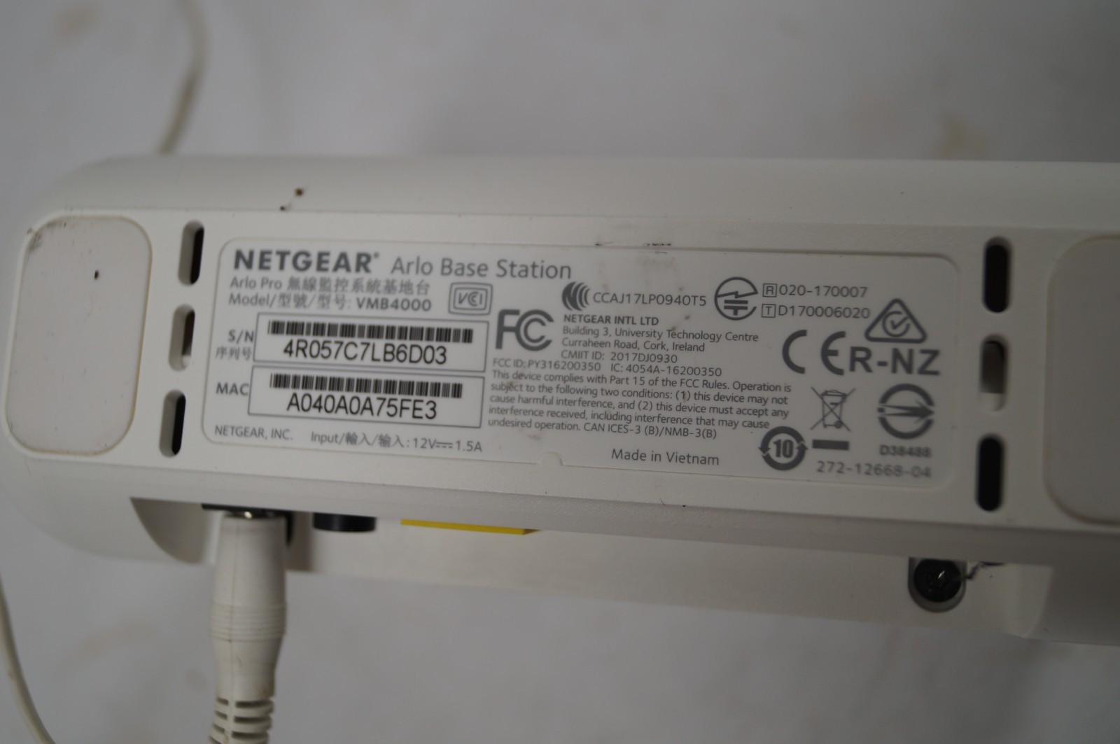 NETGear VMB4000 Arlo Base Station Pro 4 Cam Wireless Security System WORKS E333