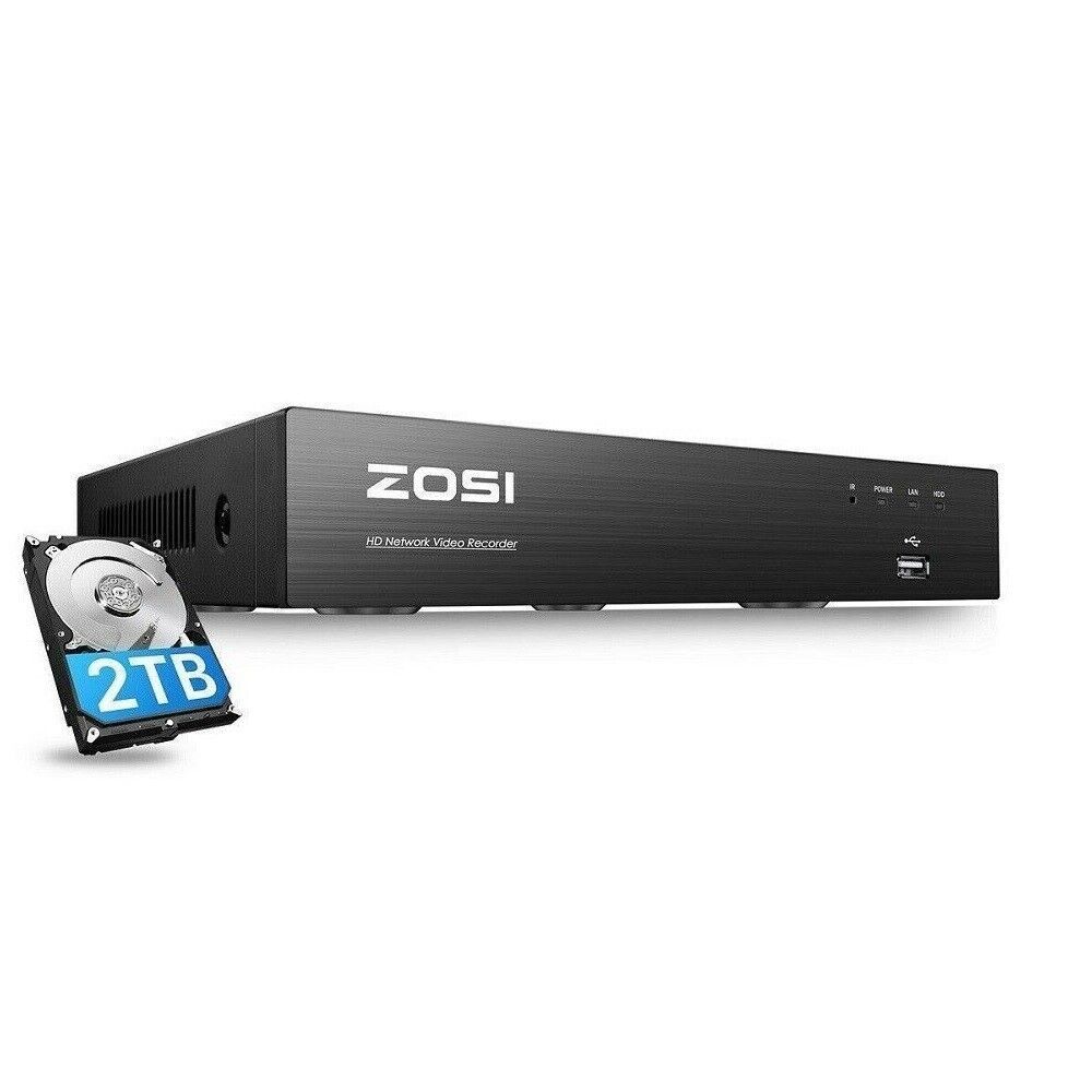 ZOSI 4K 8CH NVR 8MP IP POE Security Camera System AI Alerts Audio 2TB HDD IP66