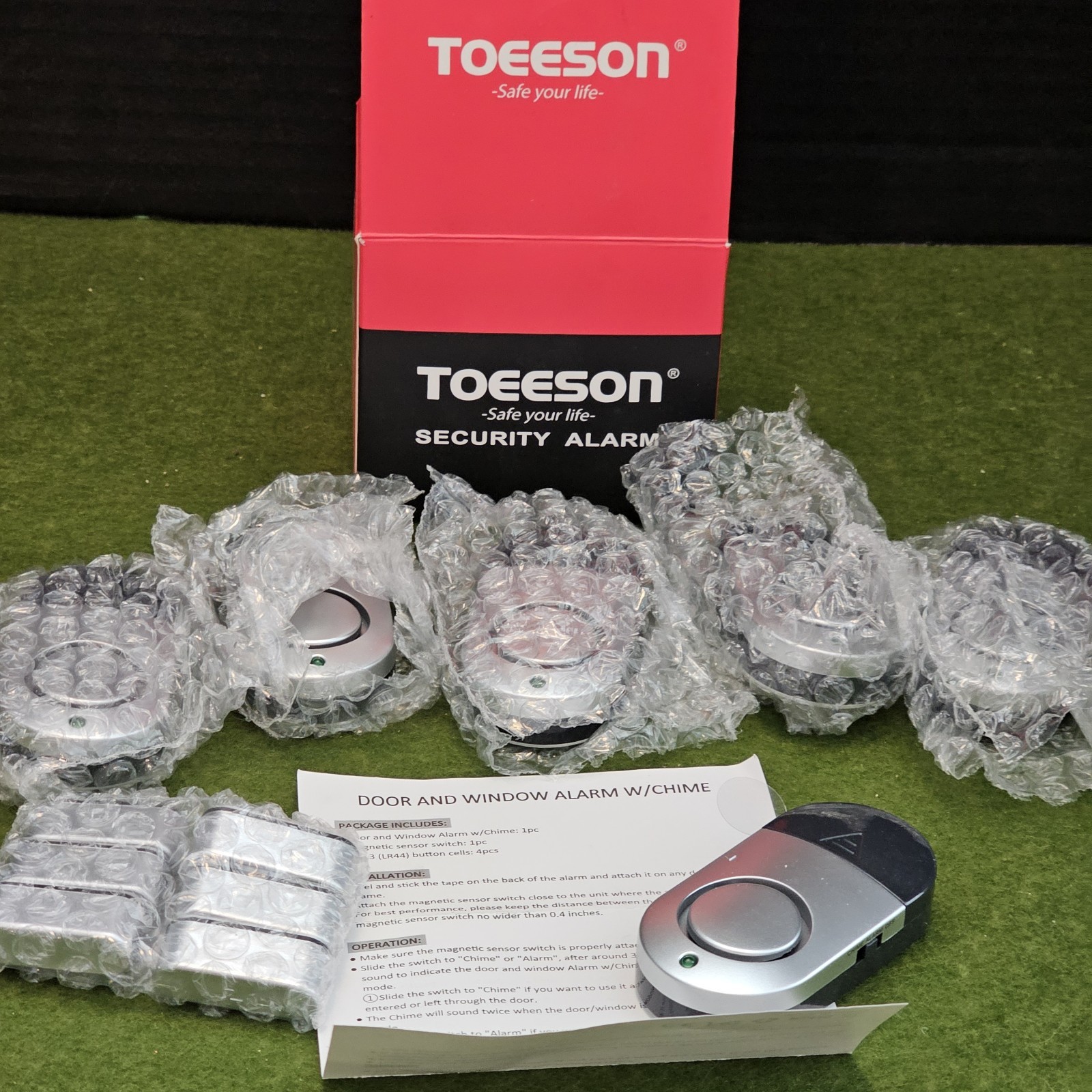 Toeeson Security 6 Alarms With Chime For Doors & Windows Sensors New Open Box
