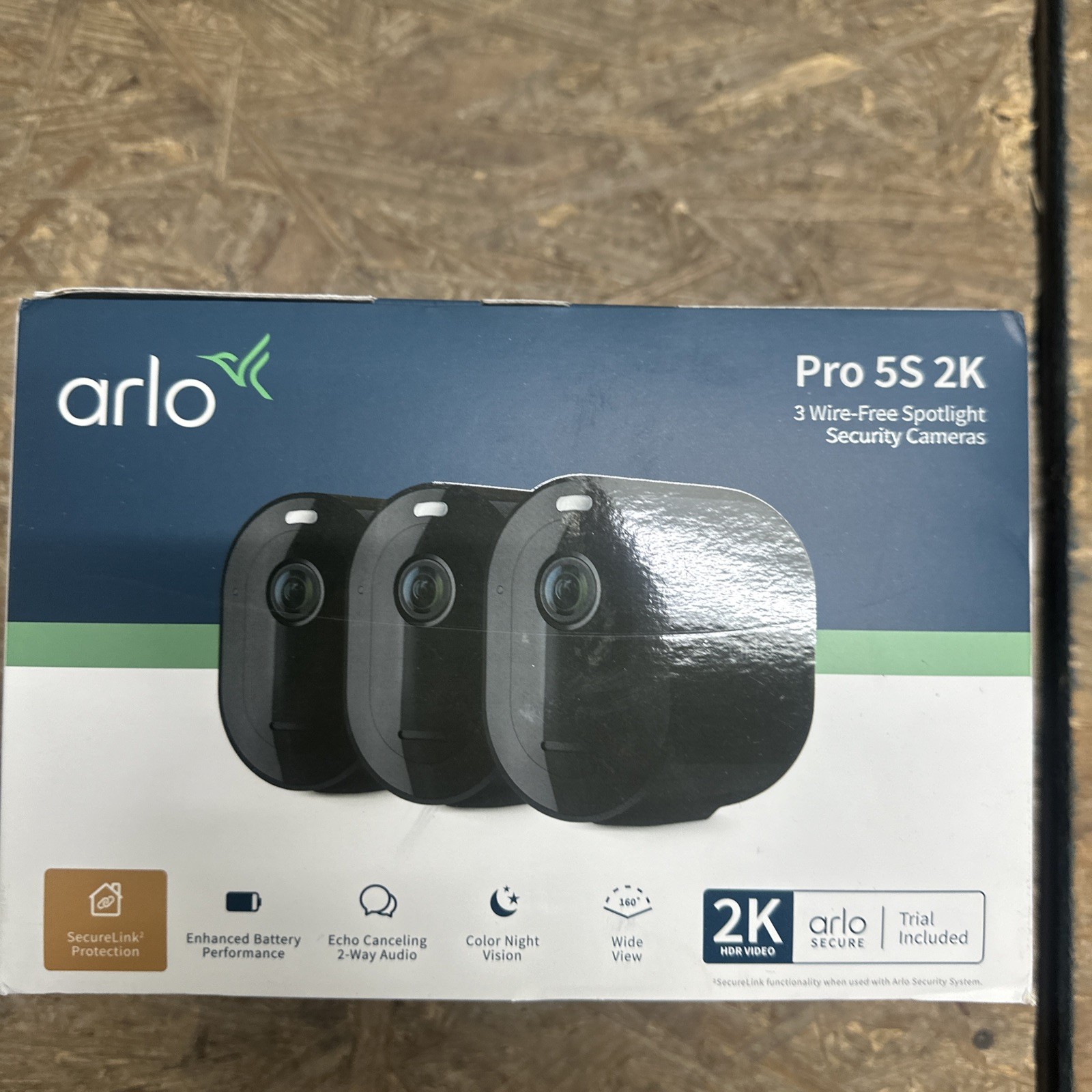 Arlo Pro 5S 2K Spotlight Camera, VMC4360B, 3 Pack, Black ?New Sealed?
