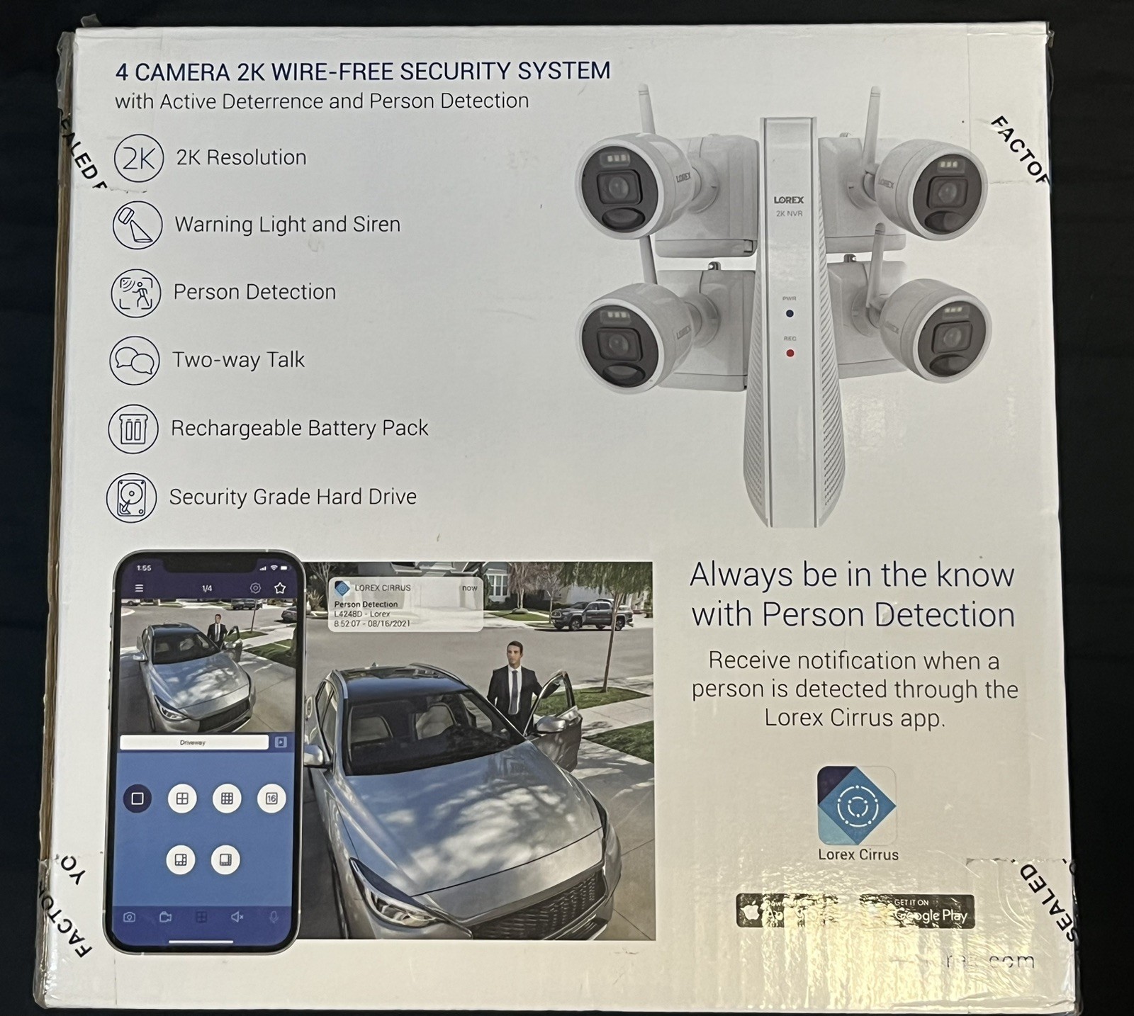 Lorex 2K 32GB NVR System with 4 Outdoor Battery Security Cameras FOR PARTS