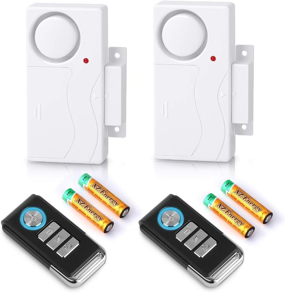 105 dB Wireless Door Alarm with Remote Control – 2 Pack for Ultimate Security