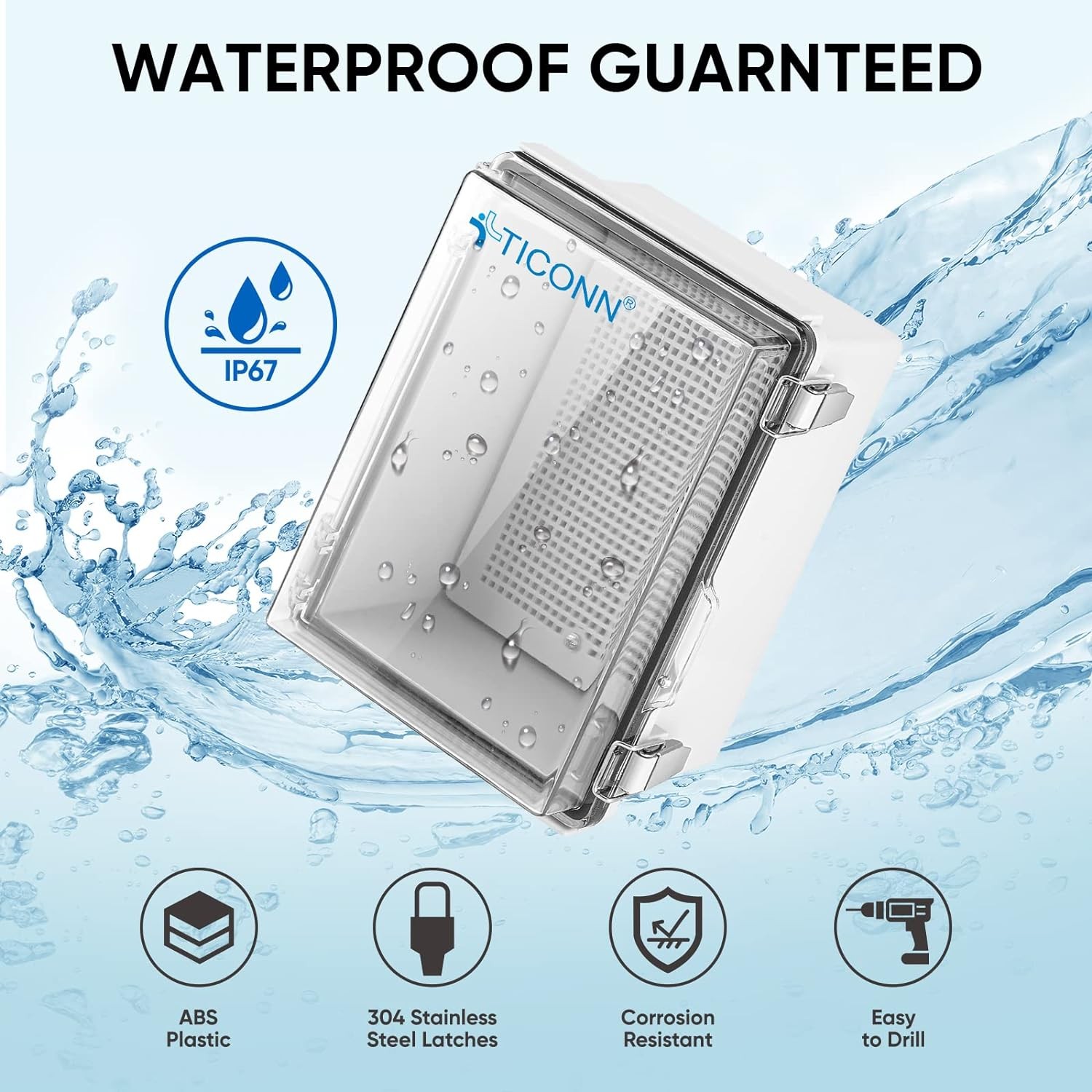 TICONN Waterproof 15.7"x11.8"x7.1", Transparent Cover