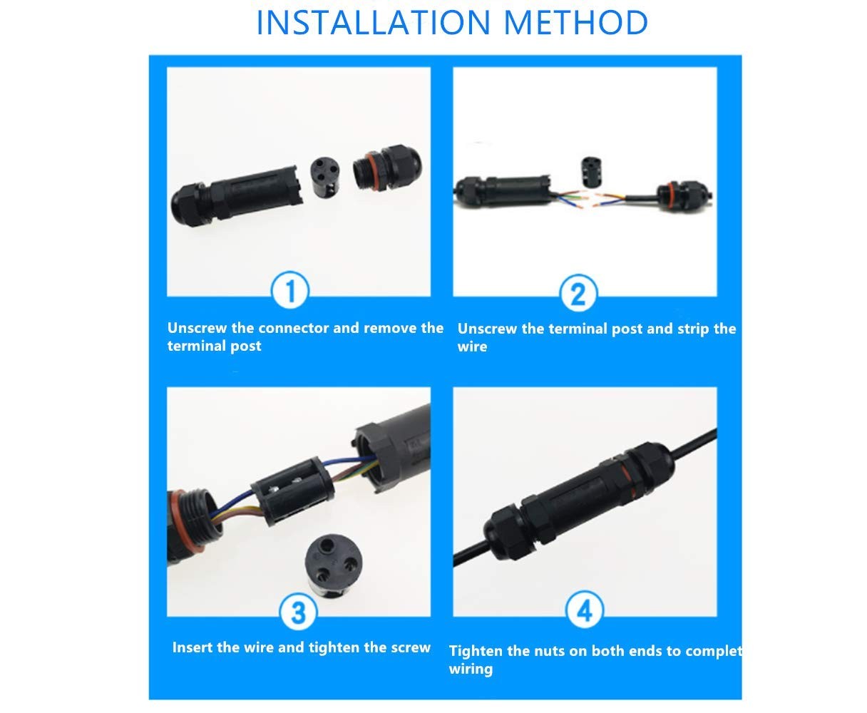 Cable Connector Waterproof IP68 3-Pole for 1-13 mm IP68Ø1-13MM