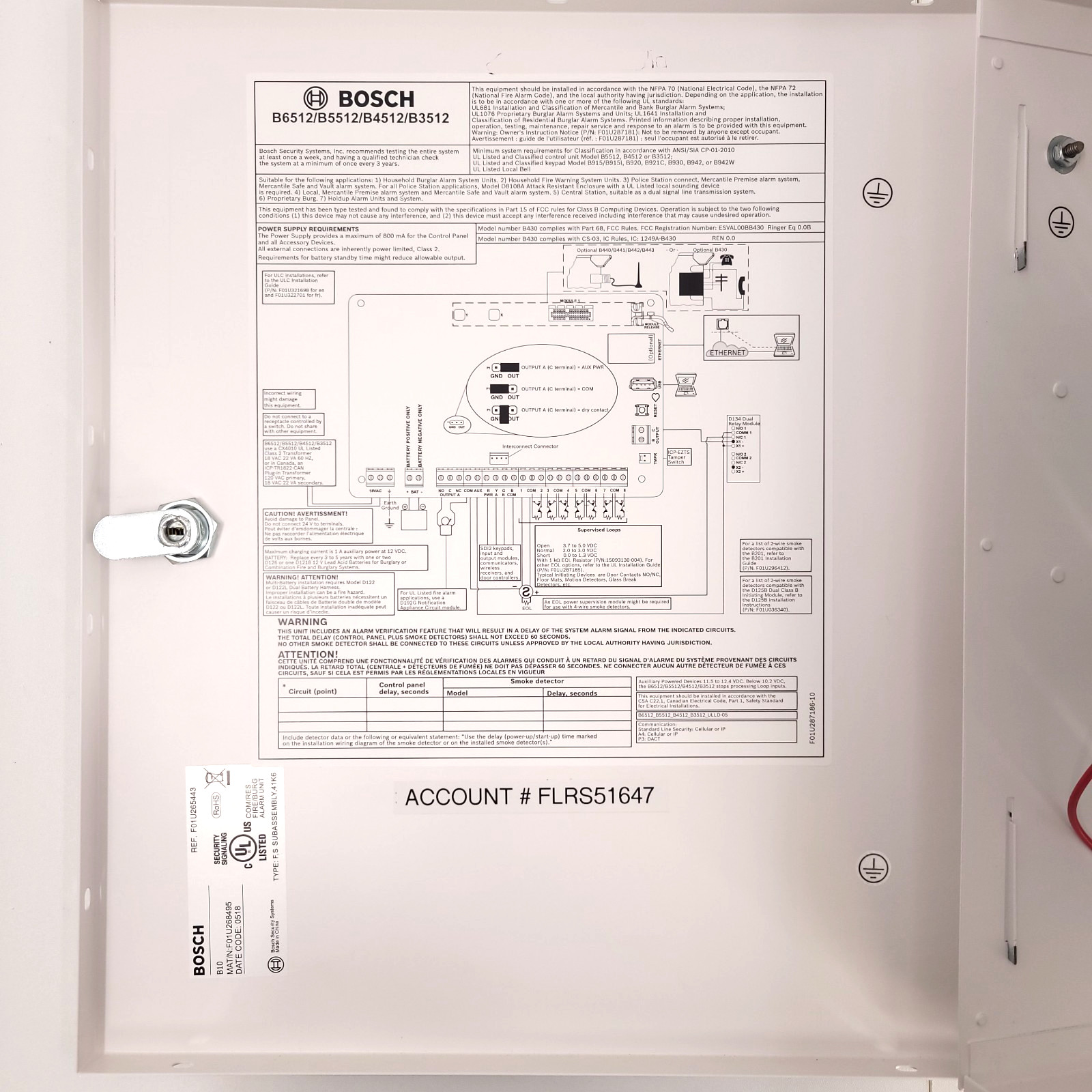 Bosch B5512 Security Control Panel + B930 Text Keypad Soft Key + B10 Enclosure