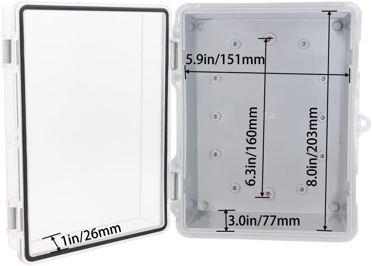 Waterproof Outdoor Electrical Box Junction 8.7 x 6.7 x 4.3, Clear