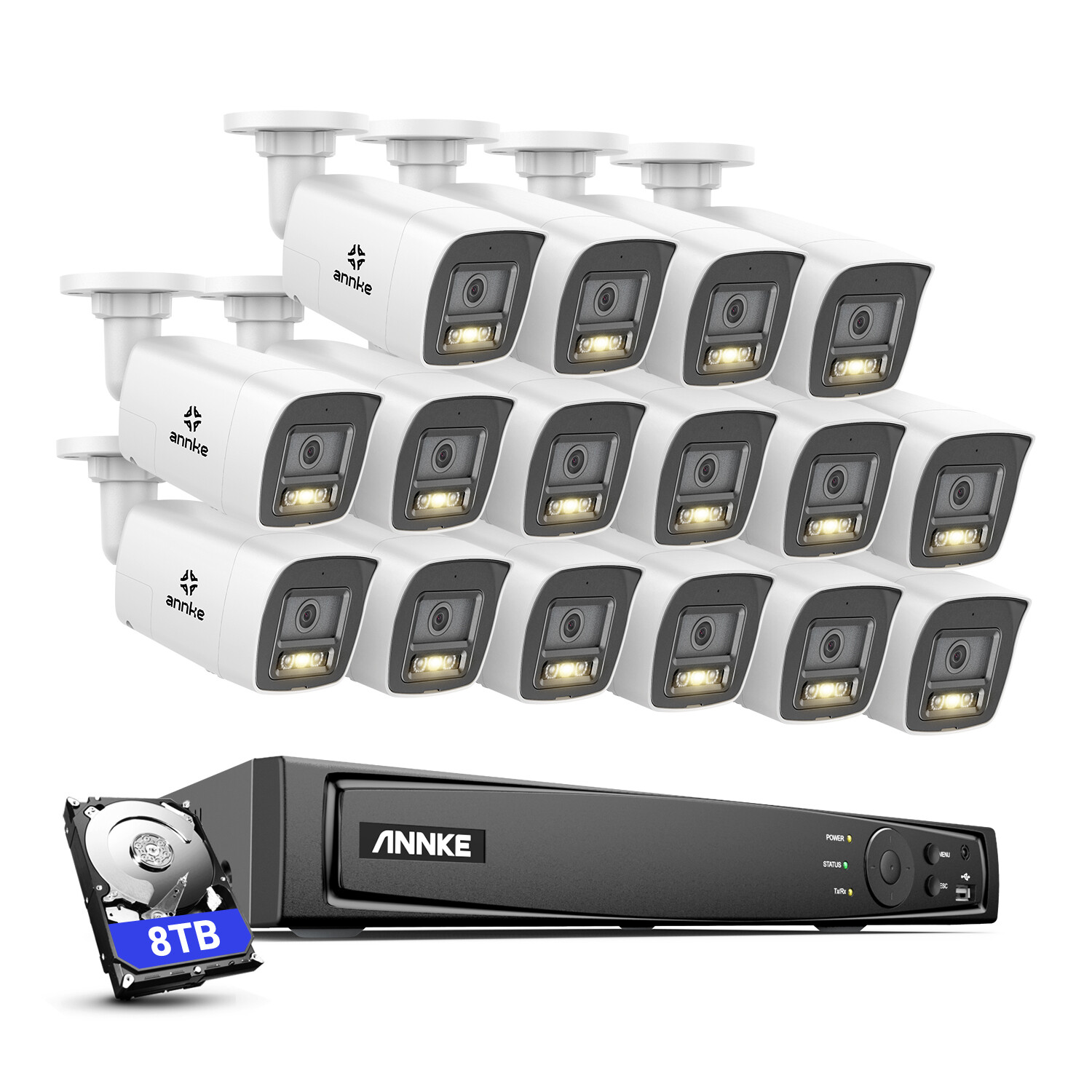 ANNKE 3K POE Color Night Vision Security Camera System 2-Way Audio 16CH 12MP NVR