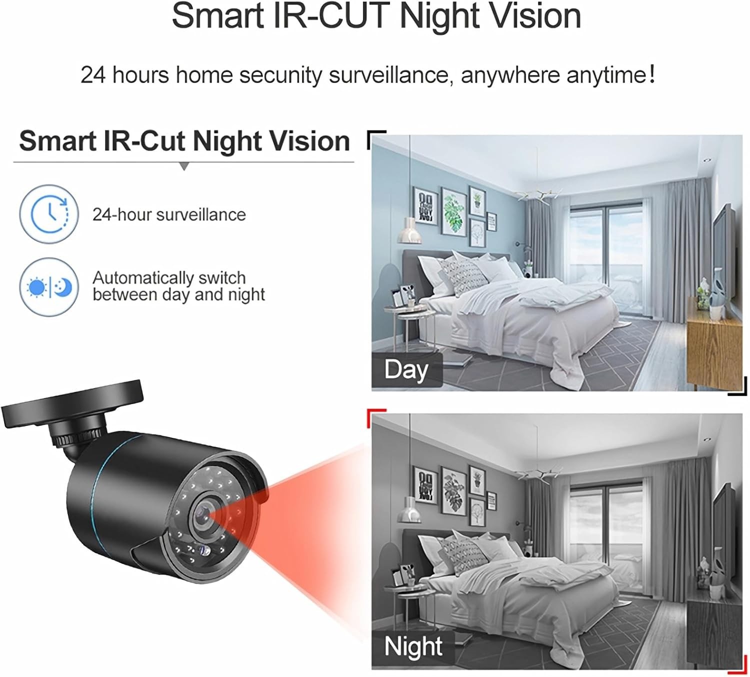 Home Security Camera System 3000TVL 4 Packs Wired 1080P DVR 500GB