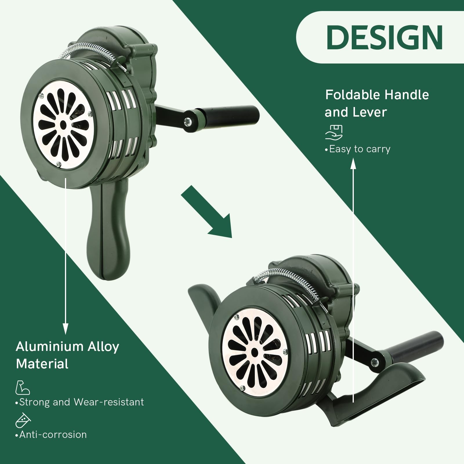 Handheld Air Raid Siren 110DB Loud Manual Hand Crank Emergency Alarm, Portable