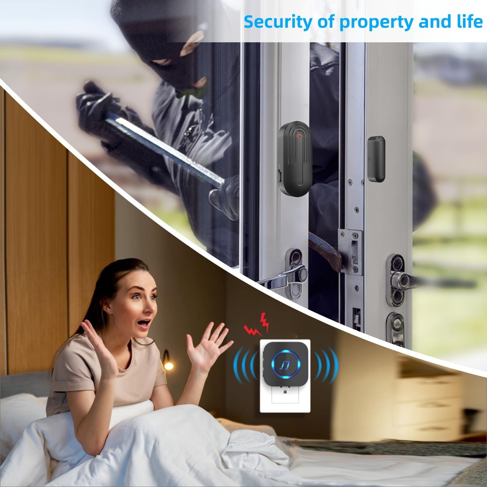 Door Sensor Chime When Opens, 1 Sensors + 1 Receiver Black, Black