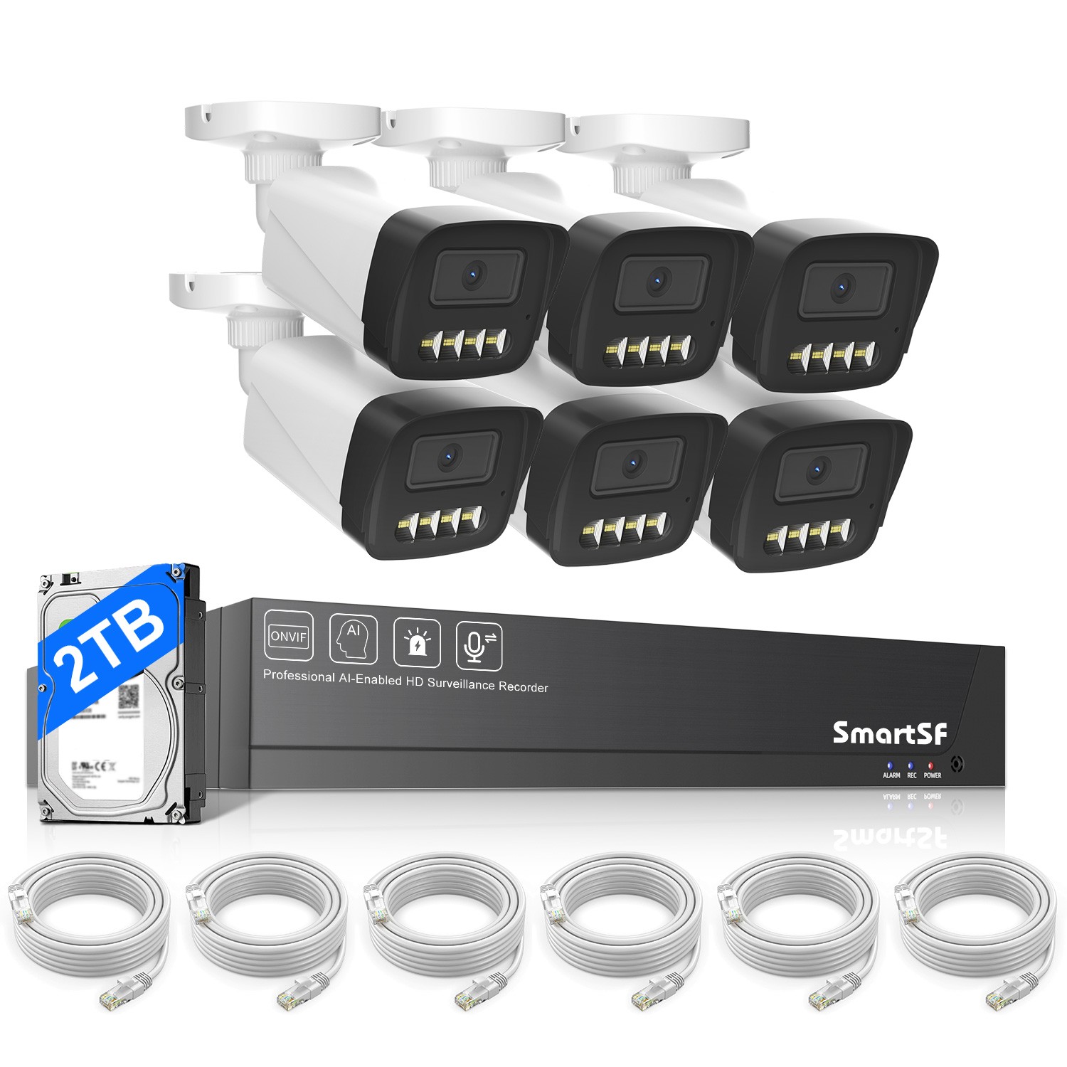 8CH 5MP Security Camera System NVR 5MP PoE IP Camera Wired Night Vision 2TB HDD