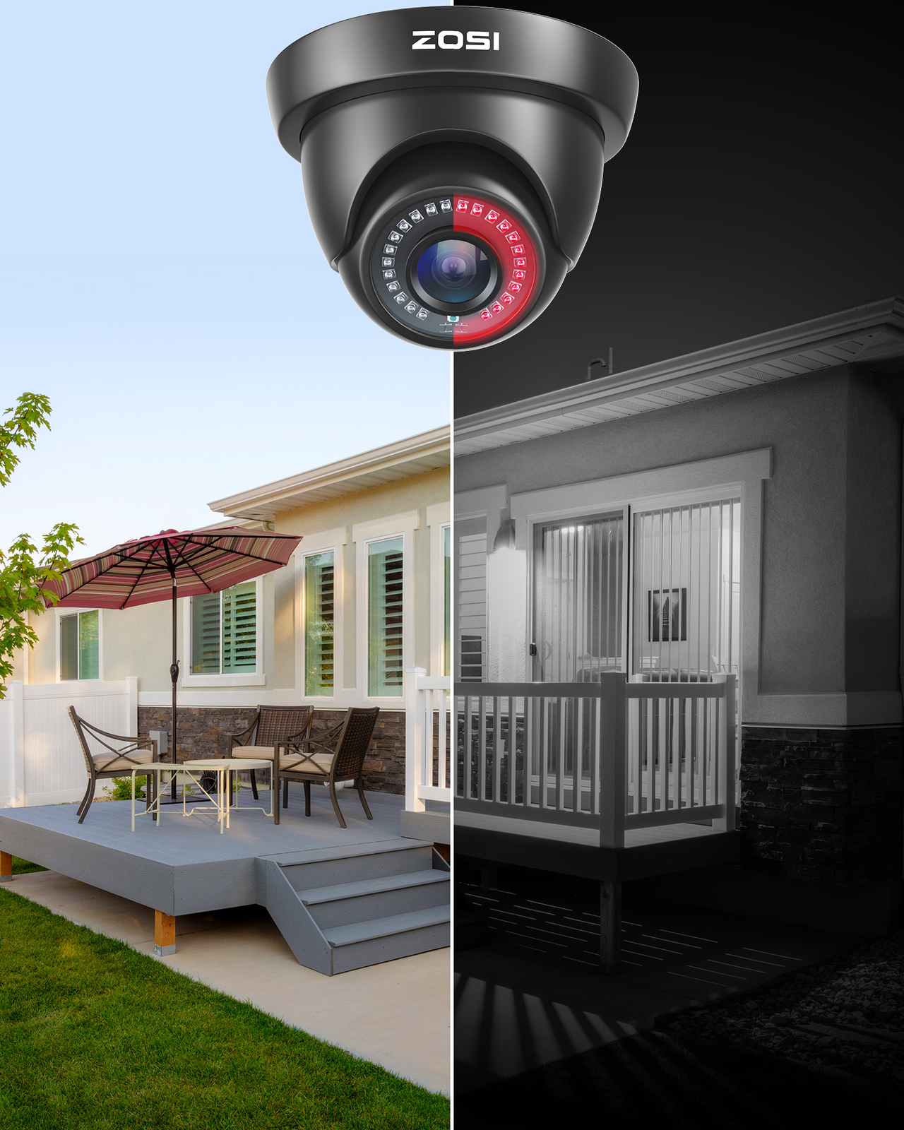 ZOSI 4PK 1080p TVI Security Cameras Outdoor Indoor CCTV Dome 80ft Night Vision