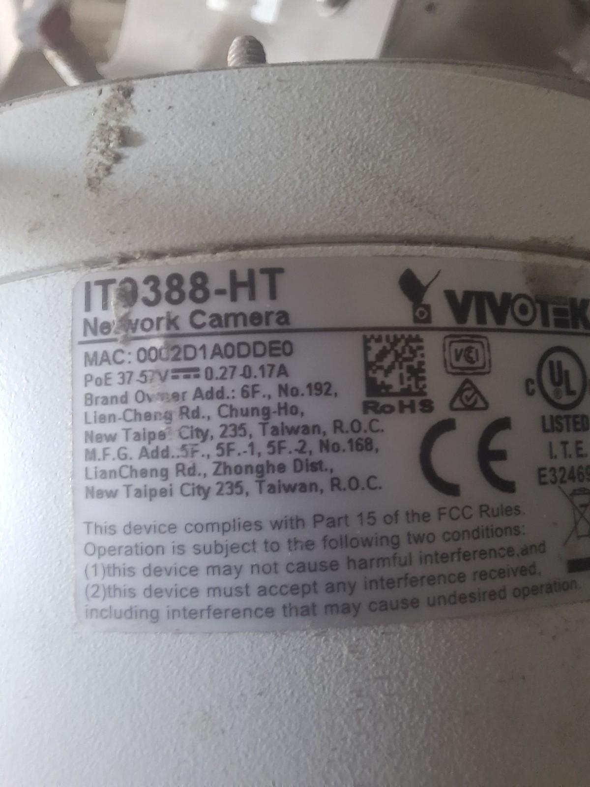 VIVOTEK IT9388-HT IP/Network Surveillance Camera White PoE Wired