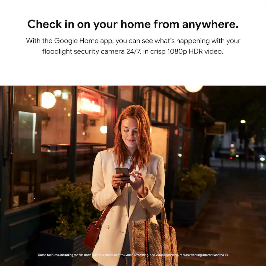 Google Nest Cam with Floodlight Outdoor Wired Smart Security Camera Snow White