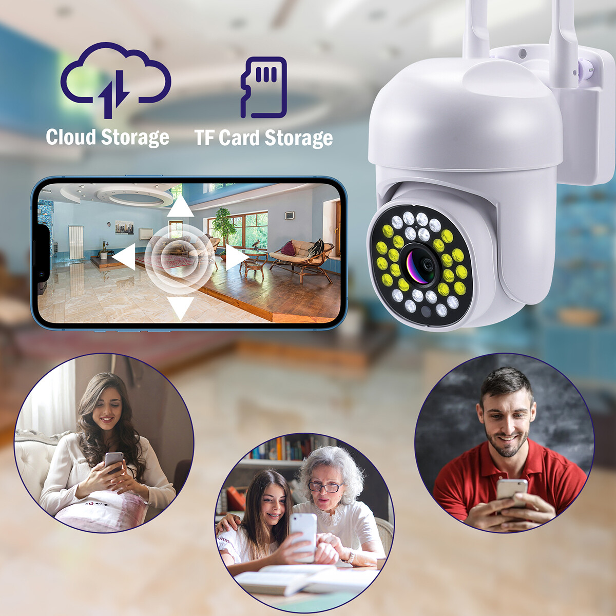 2MP 1080P HD Wifi IP Camera Pan/Tilt Outdoor Home Smart CCTV Night Vision IR Cam