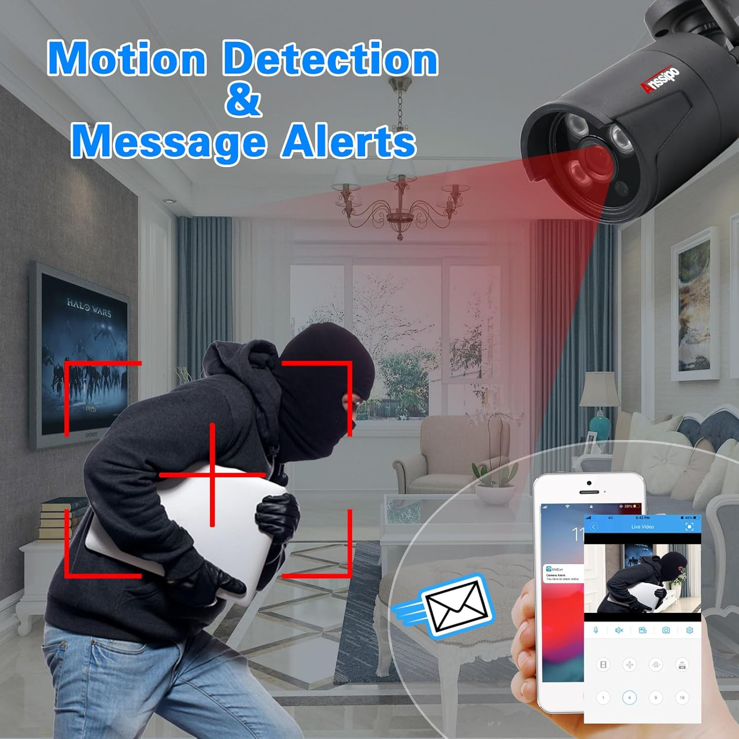 4K Home Security Camera System, 8Pcs 5MP Corded Power Wifi Surveillance Cameras