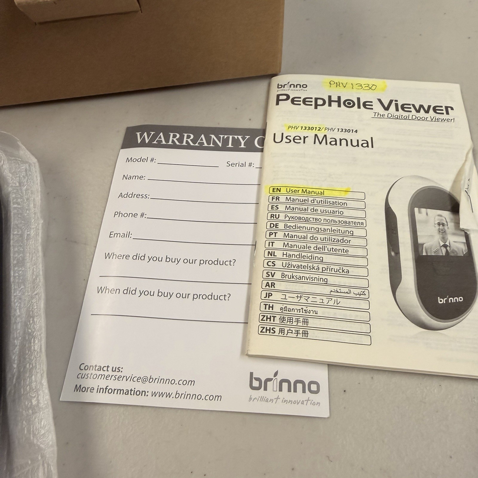 Brinno Peep Hole Viewer Model PHV 1330 w/ 3″ LCD Display New In Box!!