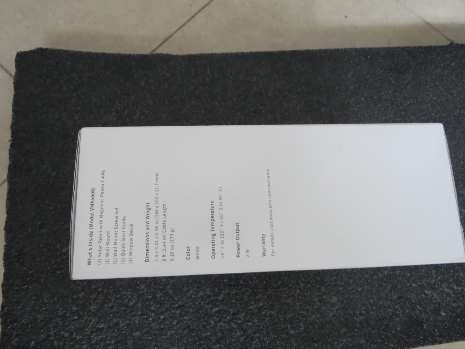 Arlo White Solar Panel Charger VMA5600-10000S new