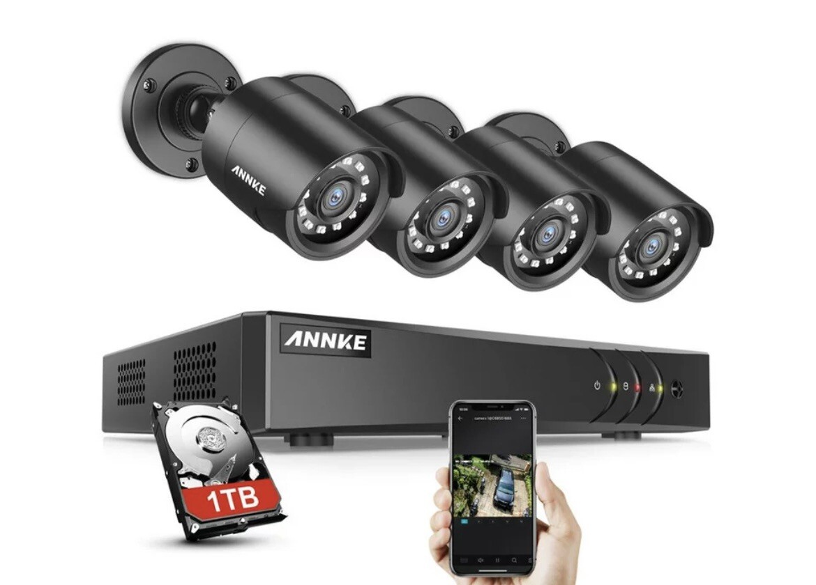 ANNKE 8CH 5MP Lite DVR 1080P CCTV Security Camera System Human Detection H.265+