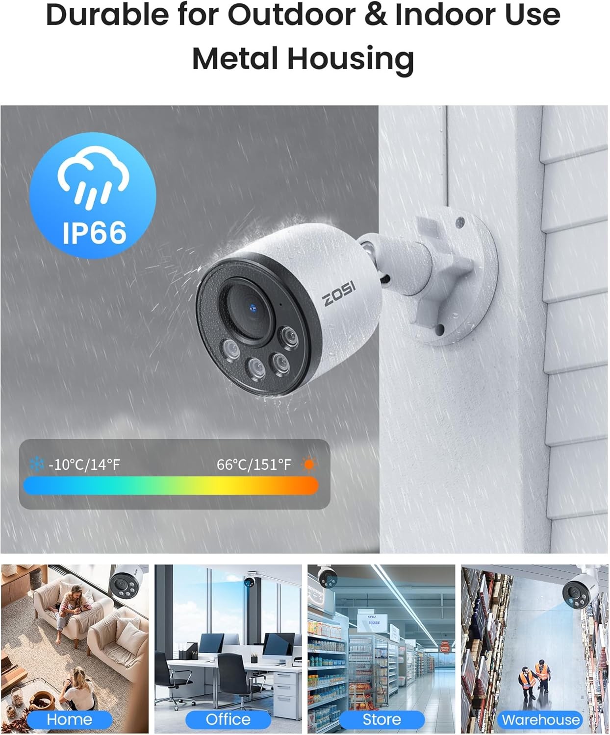 ZOSI 4K PoE NVR Security Camera System 4x8MP Wired IP Cameras One Way Audio 2TB