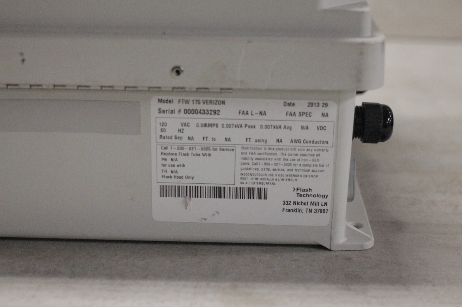 FLASH TECHNOLOGY FTW175 WIRELESS MONITORING SYSTEM 3905210 — tested