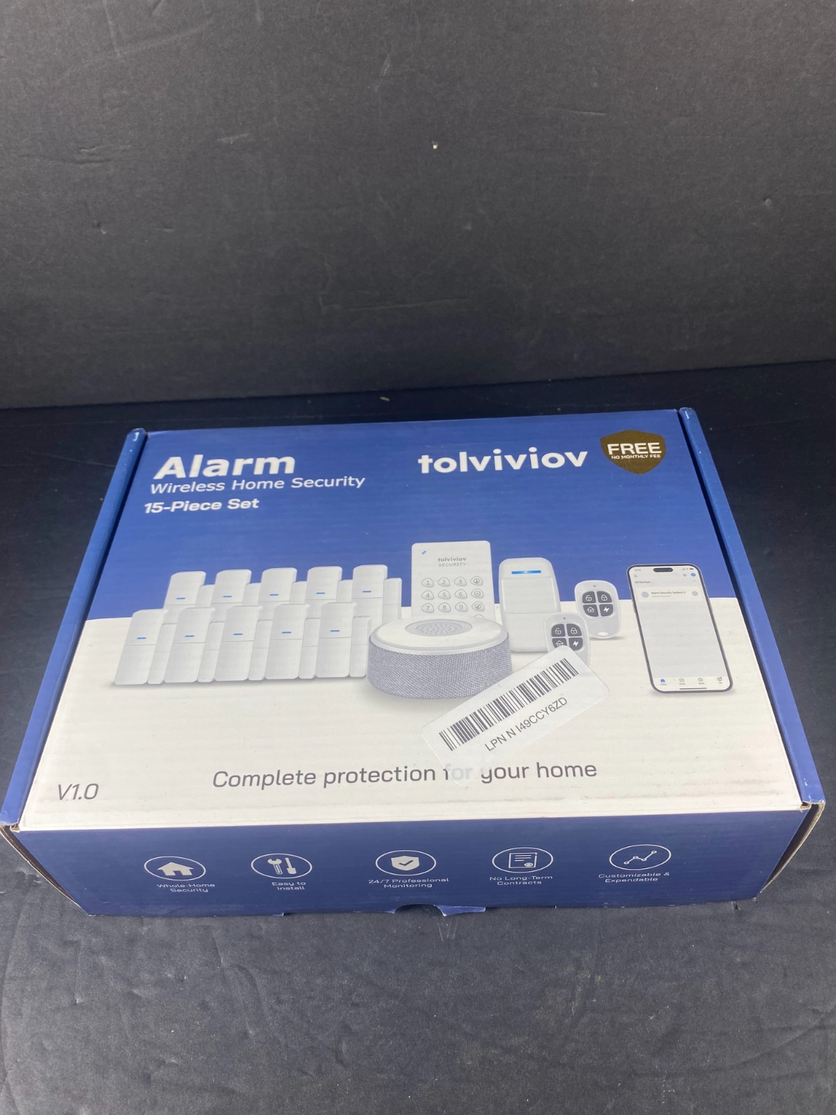 tolviviov 15-Piece WiFi Home Security Alarm System w/ App Alerts, No Monthly Fee