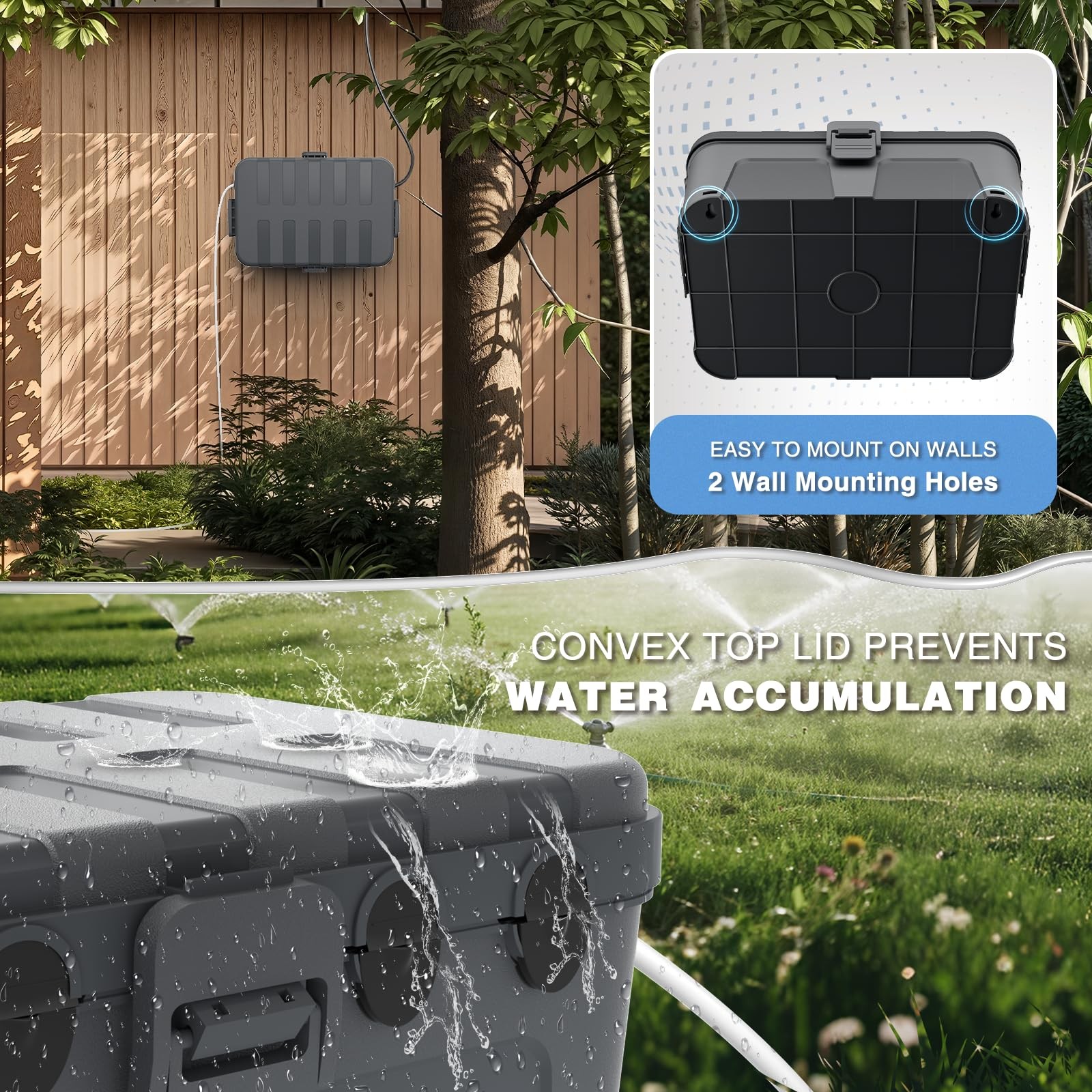 Flemoon IP54 Waterproof Box with Large Capacity Outdoor Weatherproof Gray