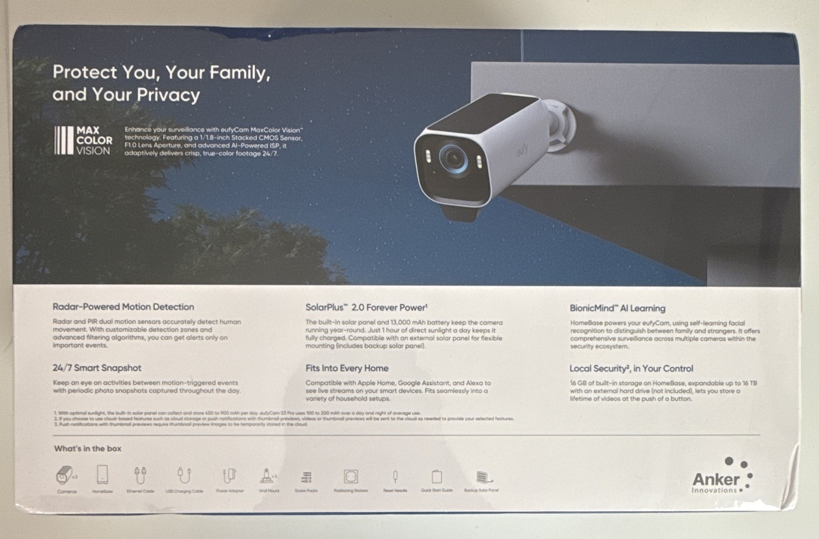 eufy eufyCam S3 Pro 2-Cam Kit w/ HomeBase 4K Wi-Fi Apple Home Solar