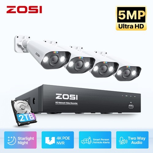 ZOSI 8CH/16CH 4K NVR 5MP POE Security Camera System AI Person Car Detection