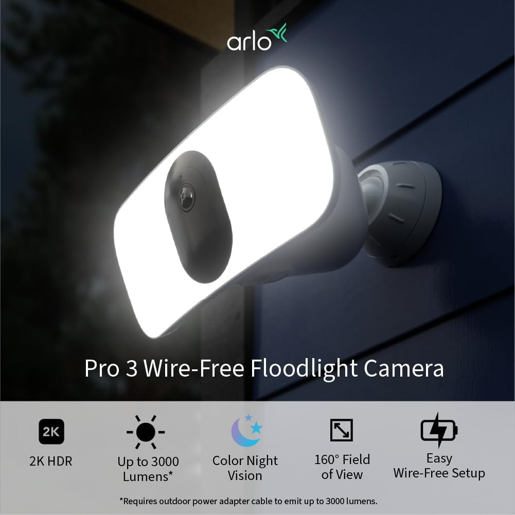 Arlo Pro 3 Floodlight Indoor/Outdoor Security Camera – White