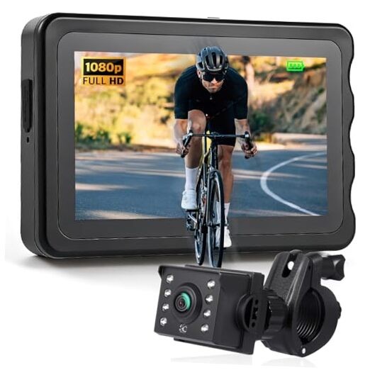 Bike Camera with 5000mAh Rechargeable Battery 360° Rotation 4.3” HD 1080P