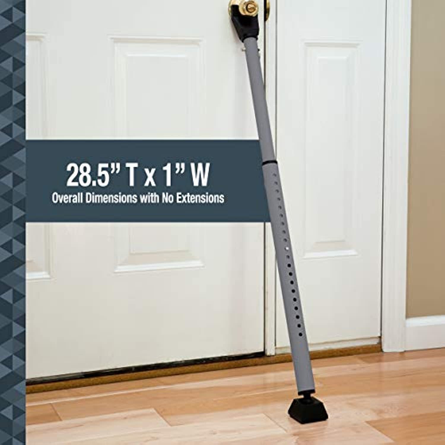 SABRE Adjustable 2-in-1 Door Security Bar, Door Stop Bar Secures Onto Door Knob,