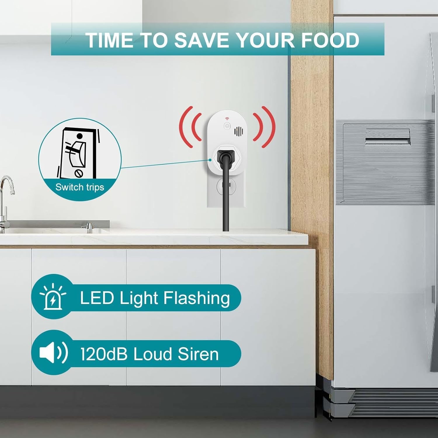 Power Failure Alarm 80dB Siren with Rechargeable Battery for High-Power Devices