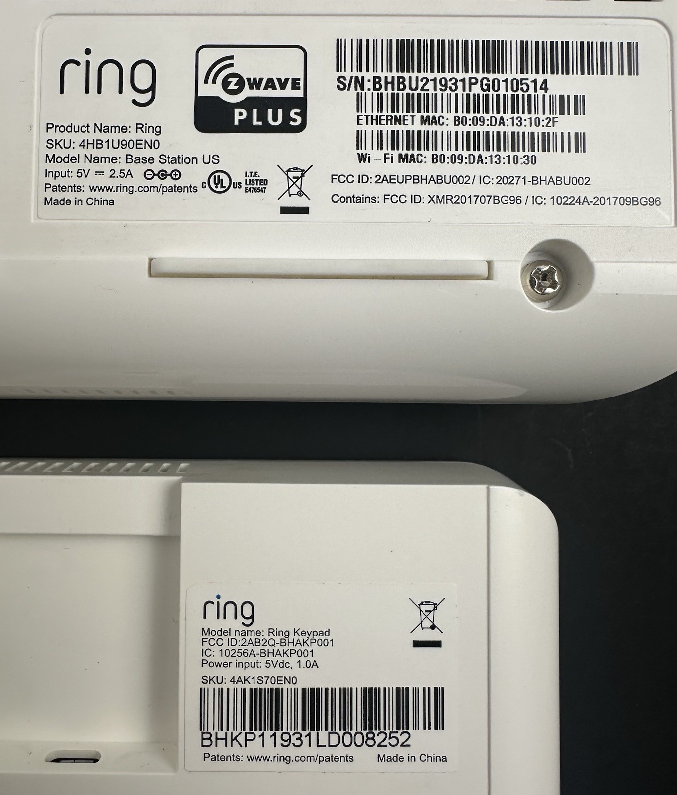 Ring Base Station US & Keypad ( Don’t Know Access Code )