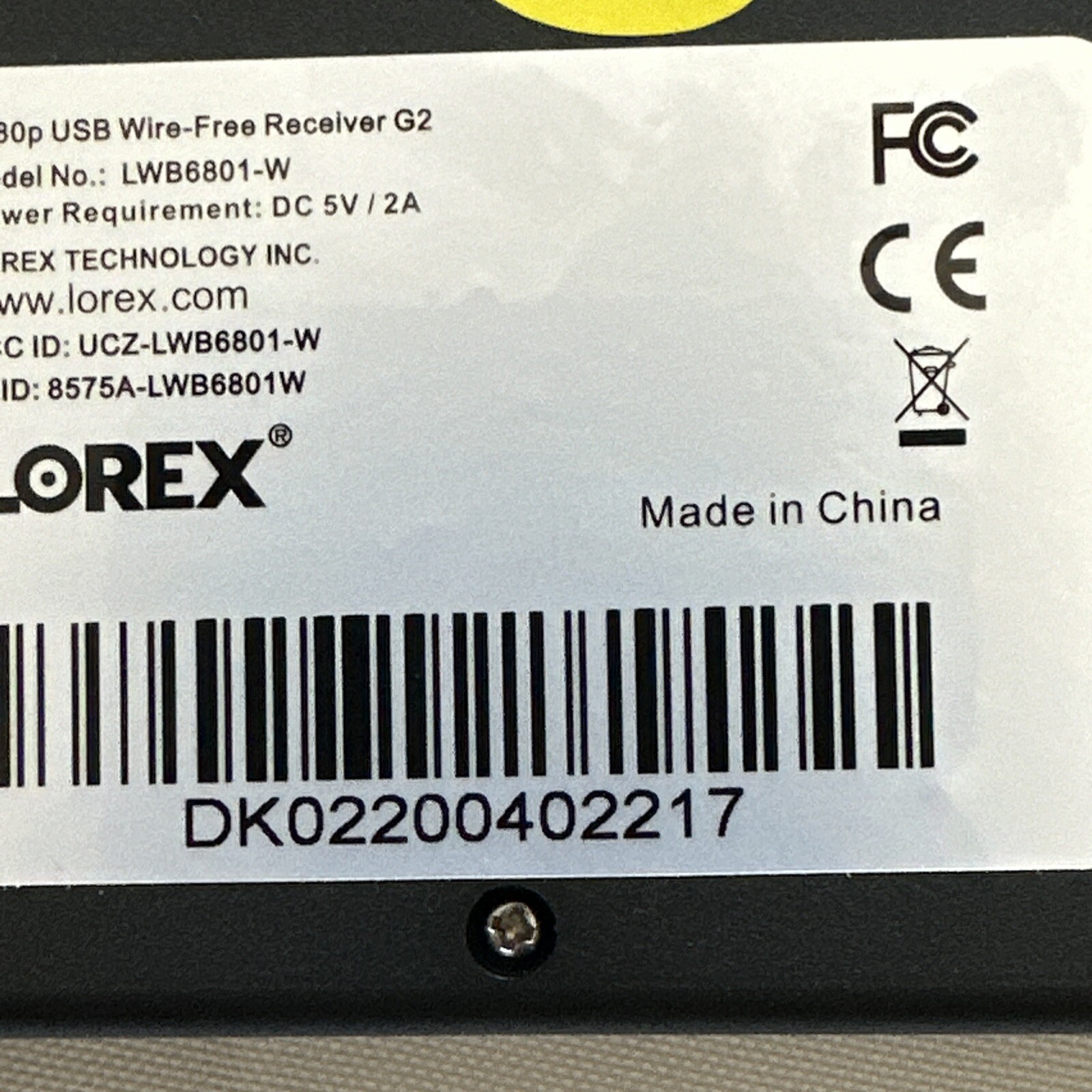Lorex LWB6801-W 6 Channel 1080P Wireless USB Receiver 2.4 GHz