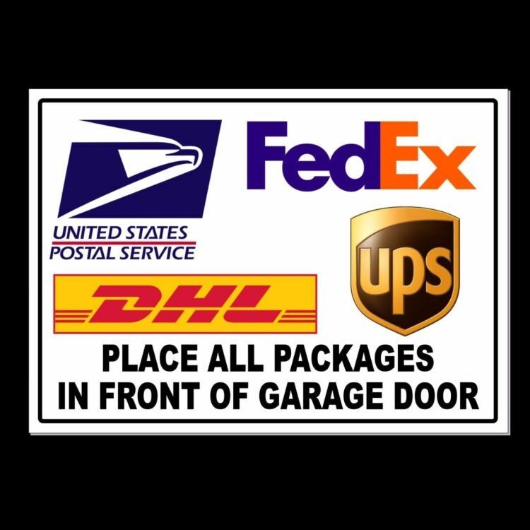 Package Delivery Leave By Garage Door 5″ x 7″ Sign METAL usps warning MS021