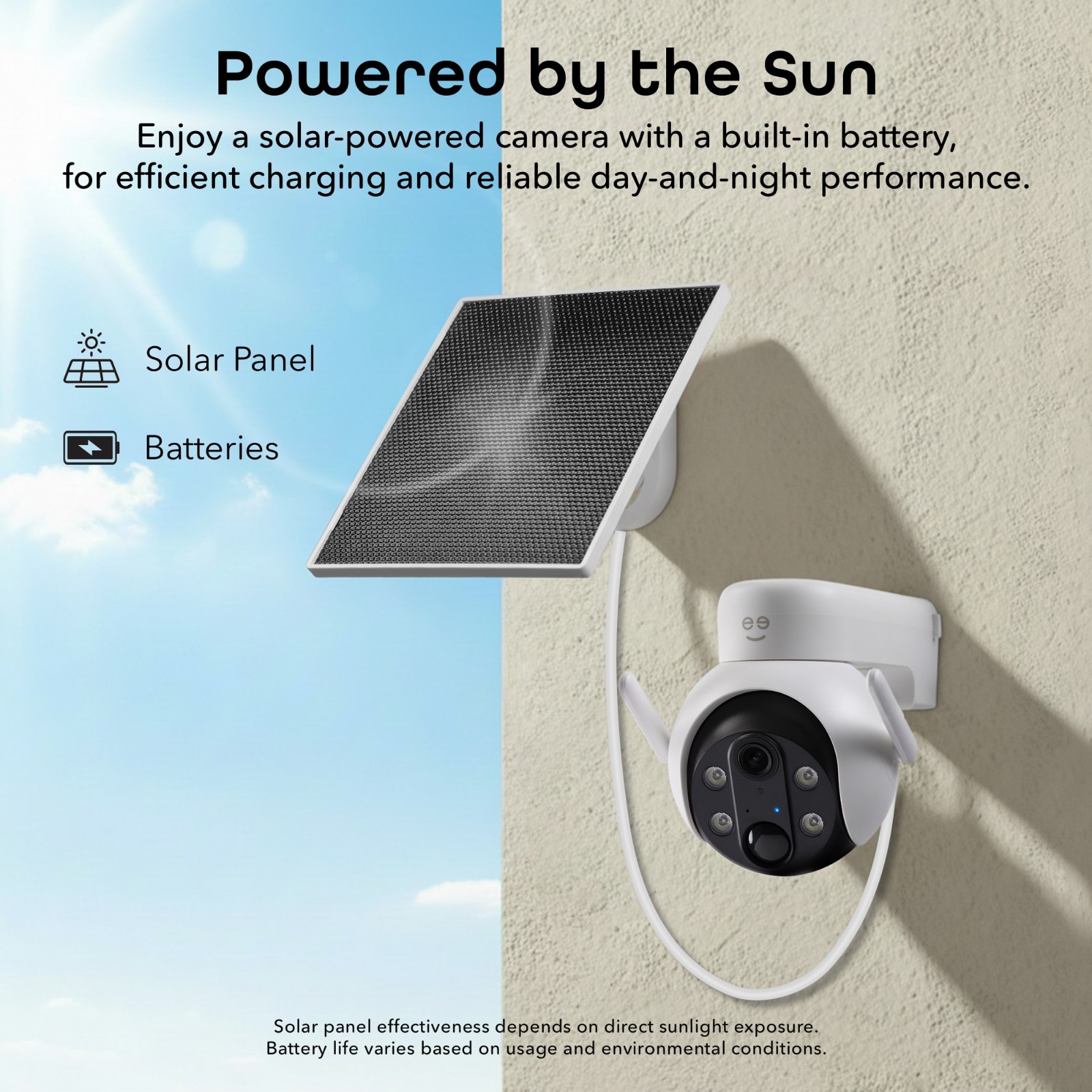 Geeni 3MP PTZ Solar Security Camera 2K WiFi Auto Tracking Outdoor Battery Camera