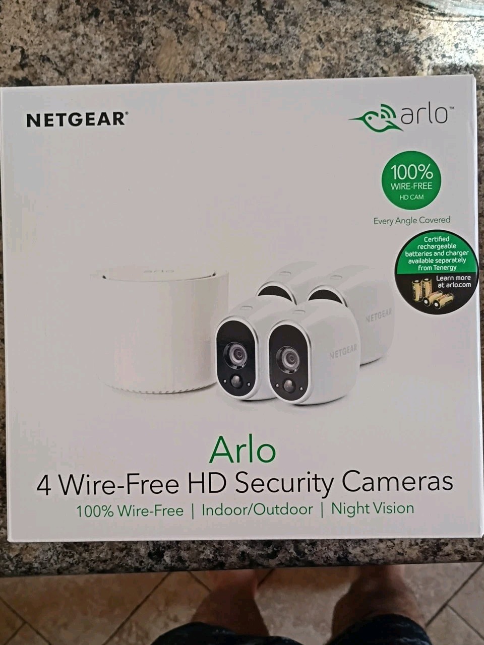 Arlo Wireless Security Cameras (4) VMS3430 by Netgear & 1 Arlo Quadpod Mount