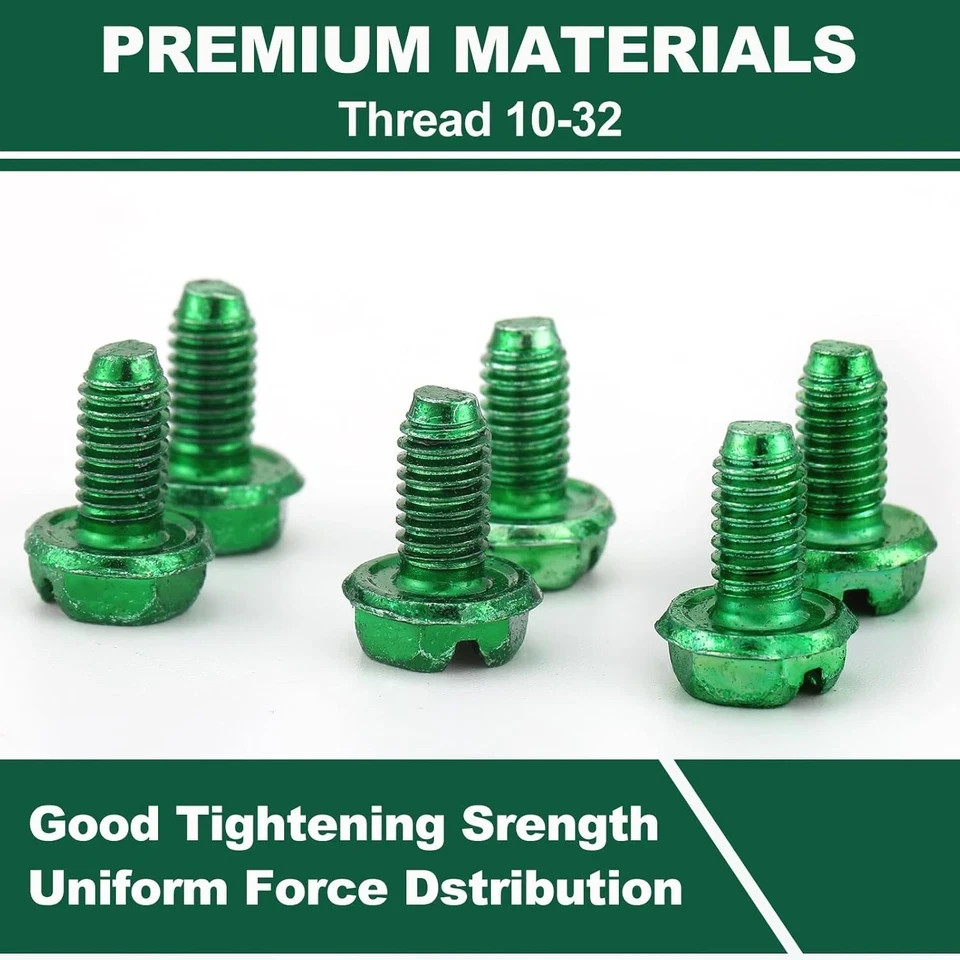 Tandefio 100 Pcs Ground Screws for Electrical Box, 10-32 x 3/8 Inch Green…