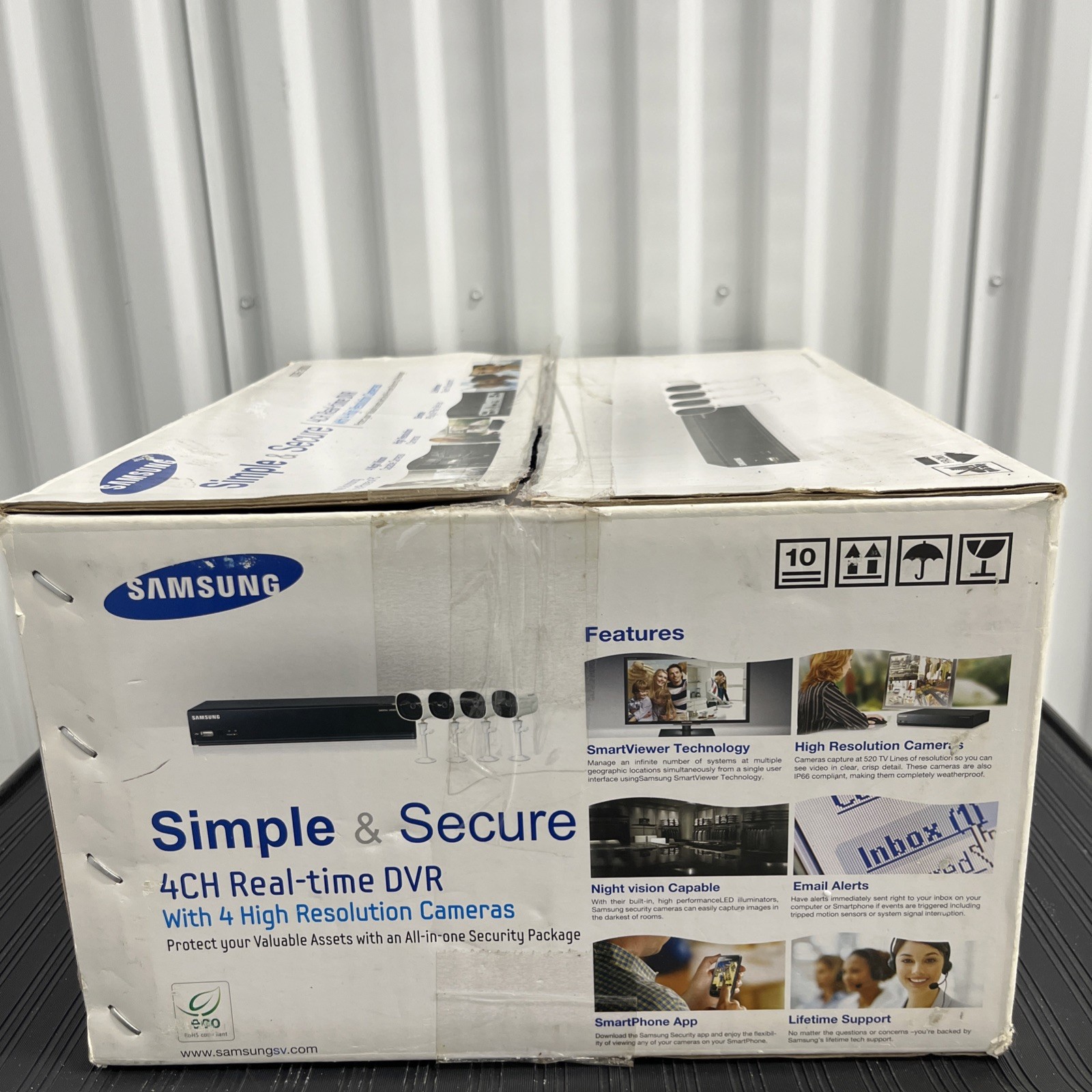 Samsung 4CH Real-Time DVR w/ 4 Hi-Res Cameras 1TB HDD #SDE-3003, NEW (Open Box)