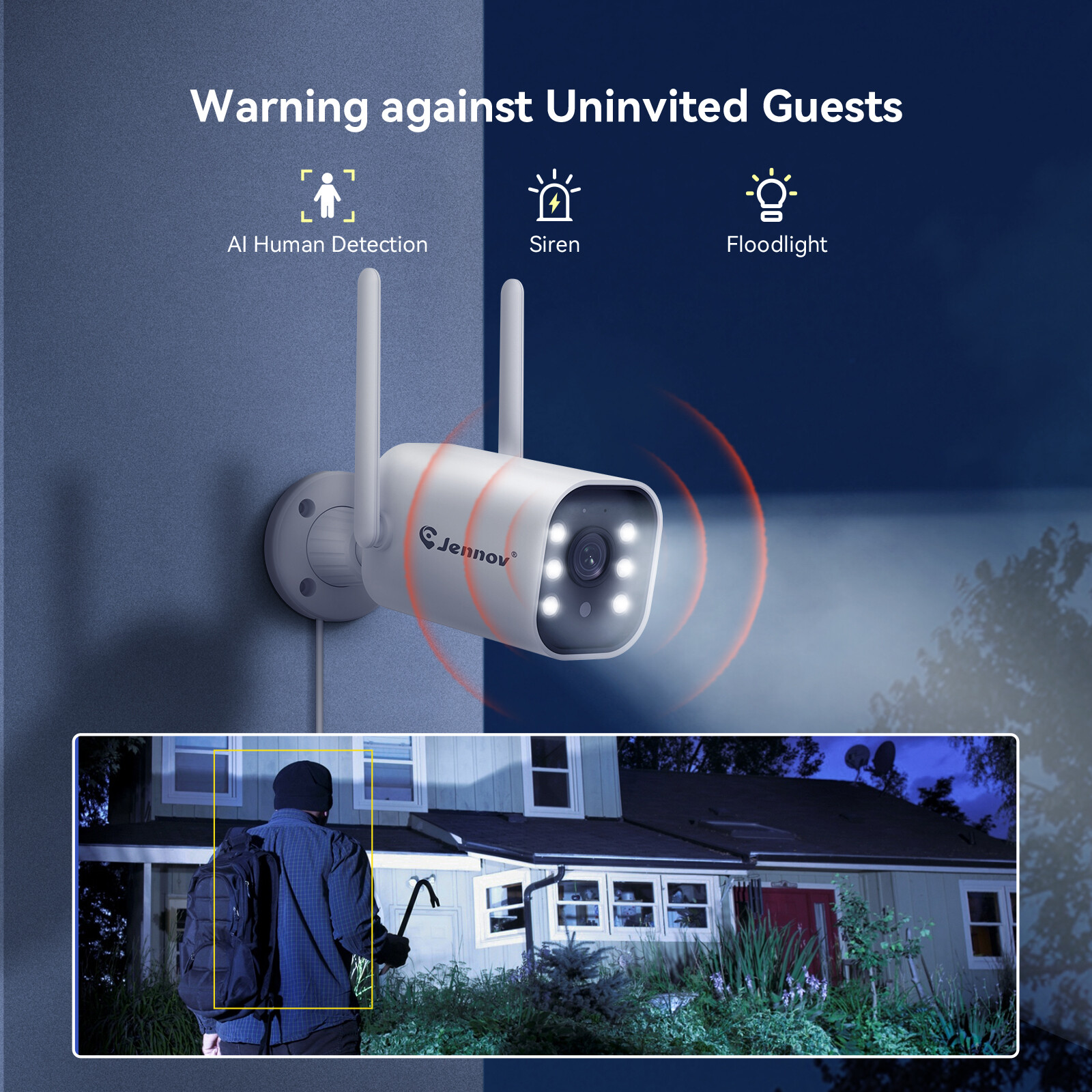 Jennov 5MP Wifi Wireless Security Camera System 12″ Monitor NVR Outdoor 8CH 1TB