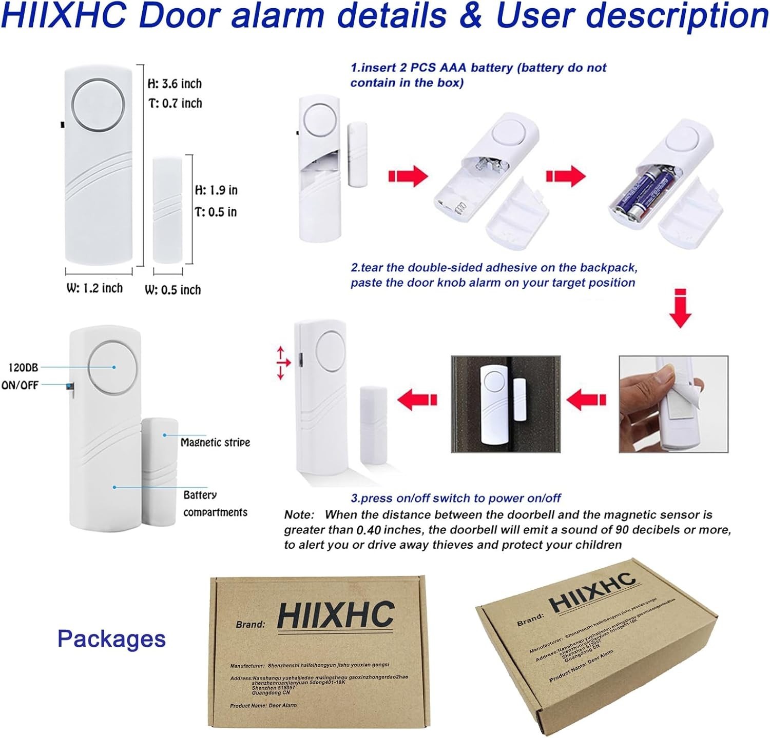 Pack of 10 Wireless Door & Window Alarms with 90 dB Alert for Enhanced Security