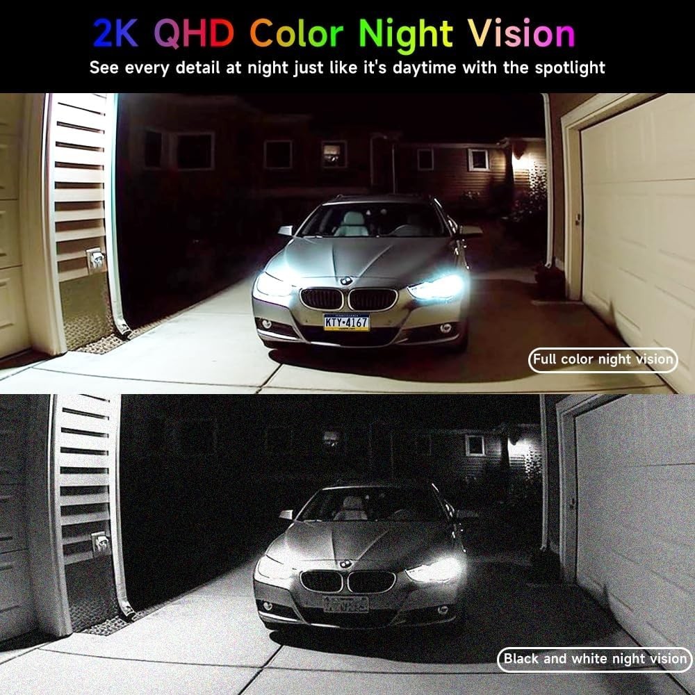 Wireless Outdoor Camera 2PCS 2K Security Cameras WiFi Video Night Vision