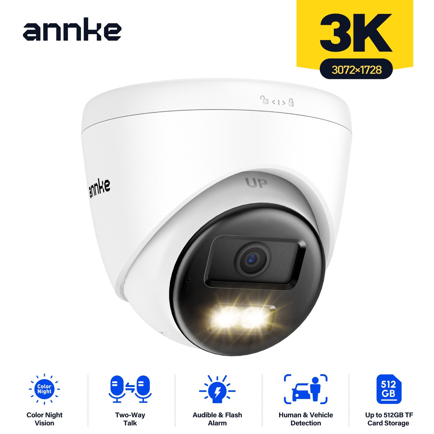 ANNKE C300 2K POE Security IP Camera 3MP EXIR 2.0 Night Vision Motion Detection