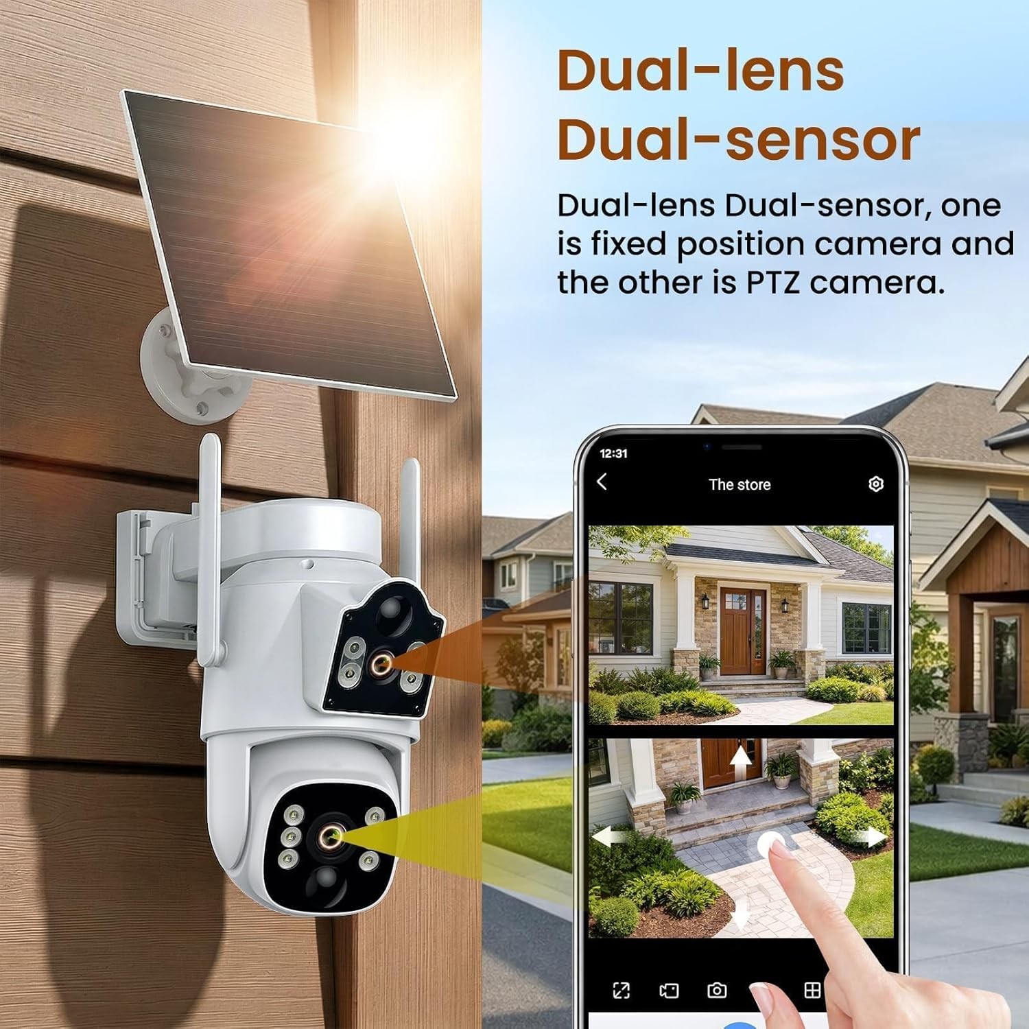 4G LTE Cellular Security Camera Outdoor Dual Lens No WiFi Motion Alert SIM Card