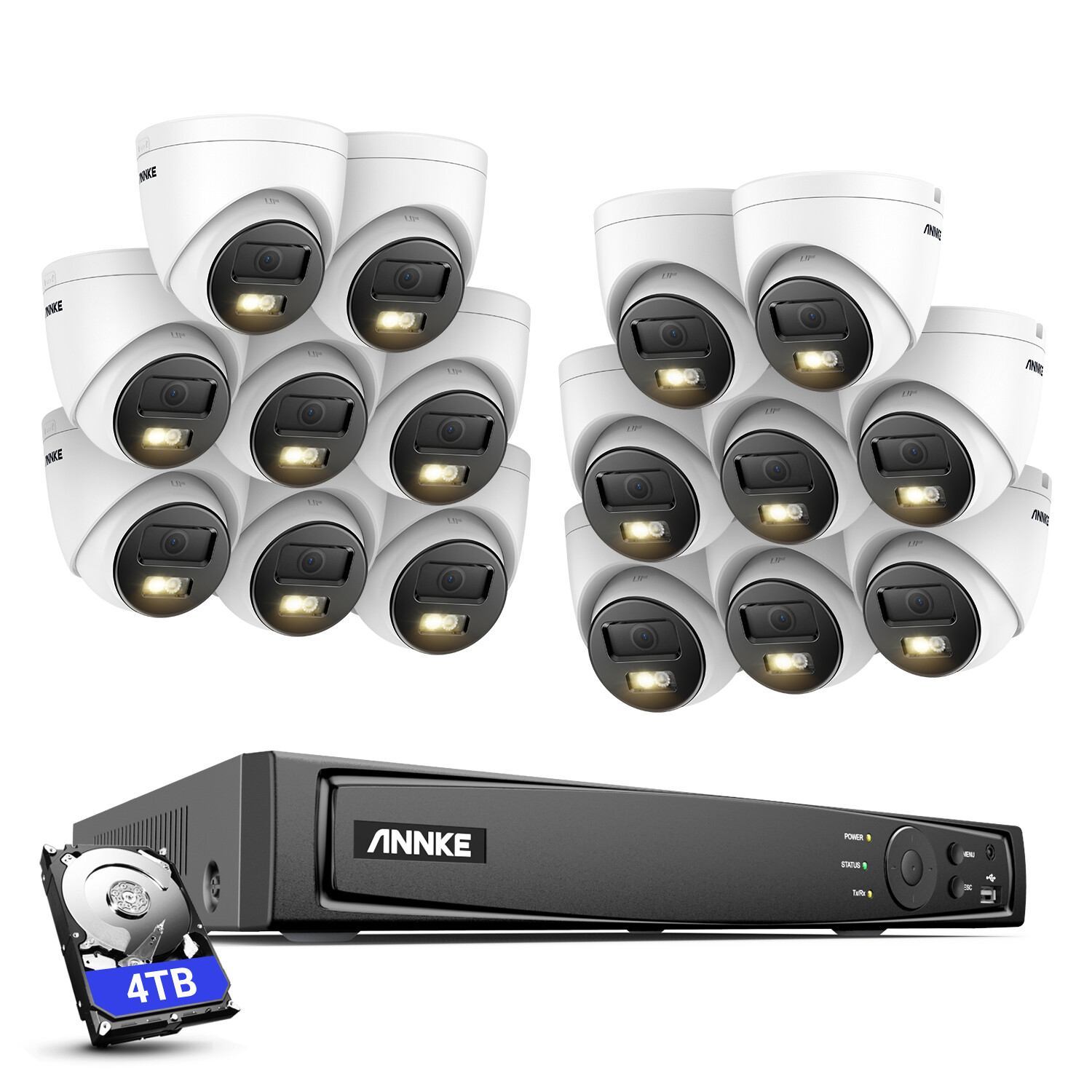 ANNKE 12MP PoE Security Camera System Color Night 16CH NVR Audio Recording IP67