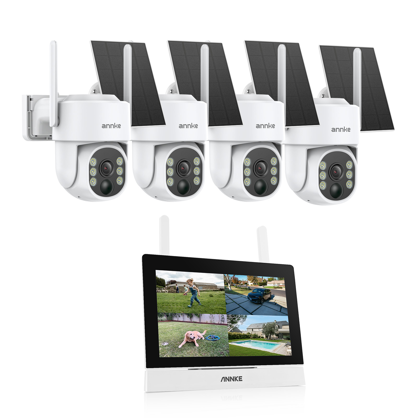 ANNKE Wireless 7″ Monitor 4MP PT Security Camera System Solar Powered 2-Way Talk